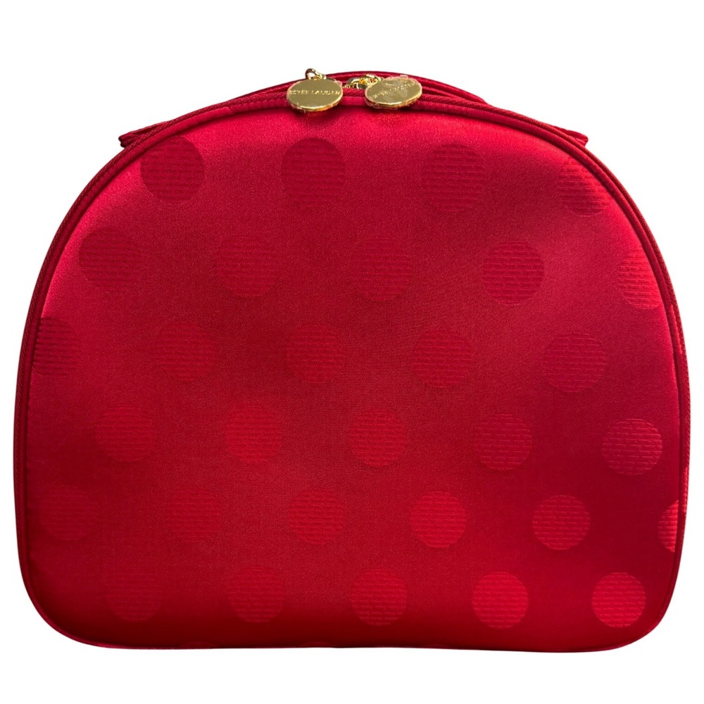 New! Holiday 2025 Estee Lauder Makeup Train Case Bag Double Zipper w/ Handle Red